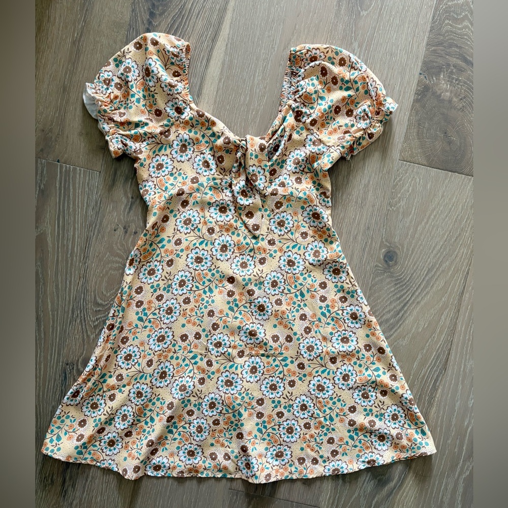 Xsmall Altair’d State Floral Yellow Puff Sleeve Dress